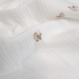 Mussola di Cotone Doppia Garza H 140 cm - UCCELLINI/LATTE