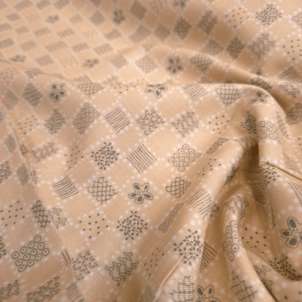 Cotone Americano H 110 cm - FANTASIA BEIGE/VERDE SALVIA