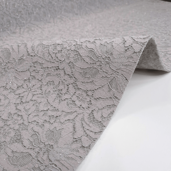 Feltro Lana con Pizzo H 135 cm - GRIGIO MELANGE/LUREX