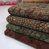 Cotone Americano Batik H 110 cm - FANTASIA MARRONE/ACQUAMARINA