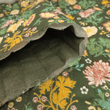 Trapuntato in tela di cotone double face H 140 cm - FIORI/VERDONE