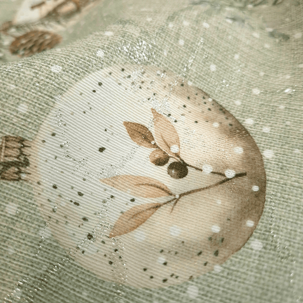 Tessuto Arredo Jacquard H 140 cm - PALLINE DI NATALE/VERDE con Lurex