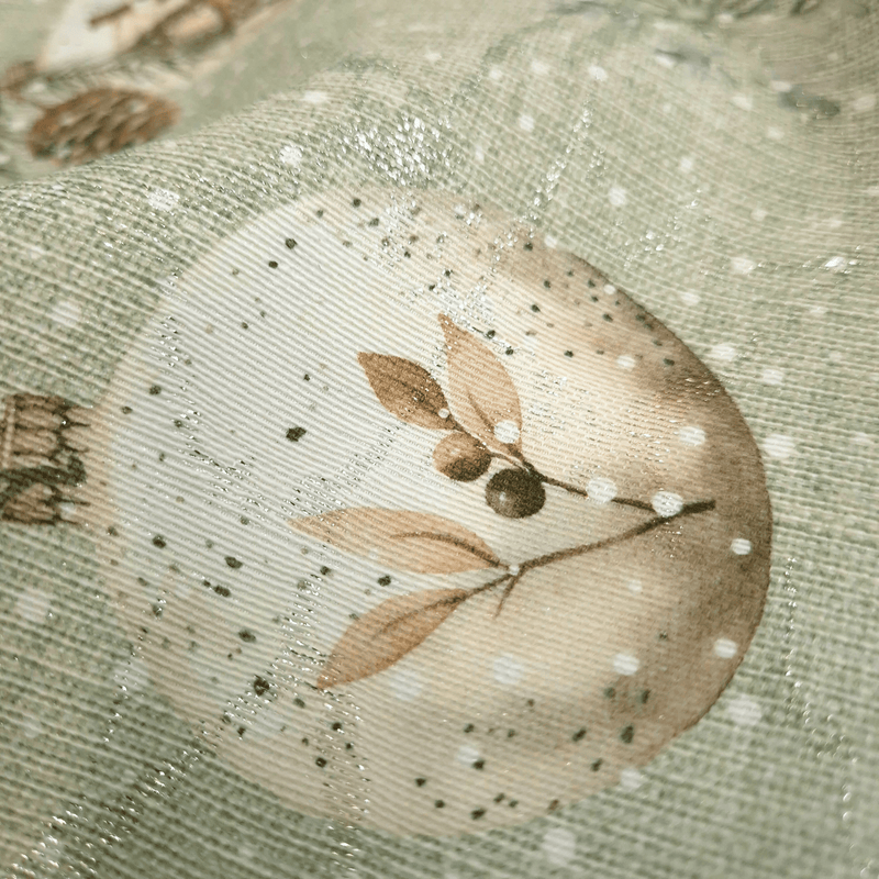 Tessuto Arredo Jacquard H 140 cm - PALLINE DI NATALE/VERDE con Lurex