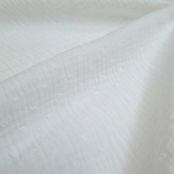 Mussola di Cotone Doppia Garza H 140 cm - PLUMETIS LATTE