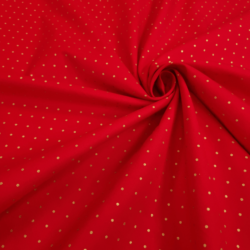 Cotone Natale H140 cm - MINI POIS ORO/ROSSO