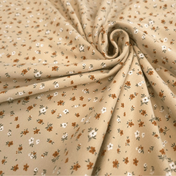 Jersey di Cotone H 150 cm - FIORELLINI/BEIGE