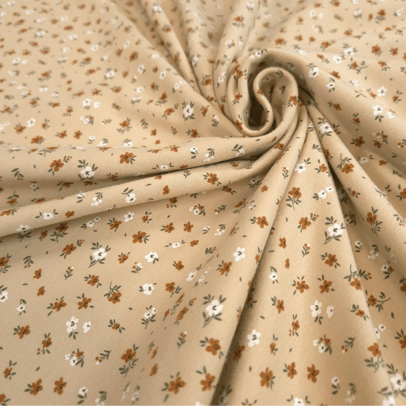 Jersey di Cotone H 150 cm - FIORELLINI/BEIGE