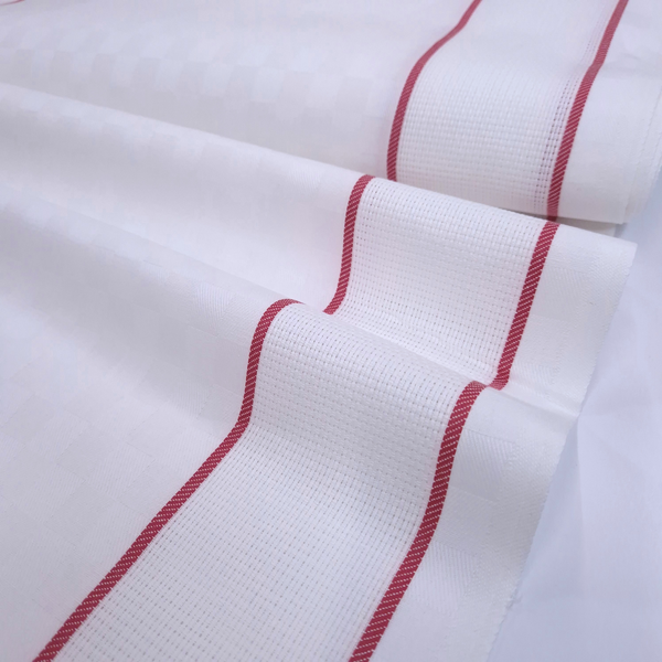 Tessuto per Asciugapiatti Doppio Bordo Aida H 60 cm - BIANCO RIGHETTA ROSSO