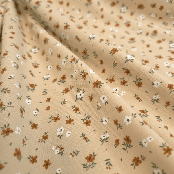 Jersey di Cotone H 150 cm - FIORELLINI/BEIGE