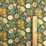 Trapuntato in tela di cotone double face H 140 cm - FIORI/VERDONE