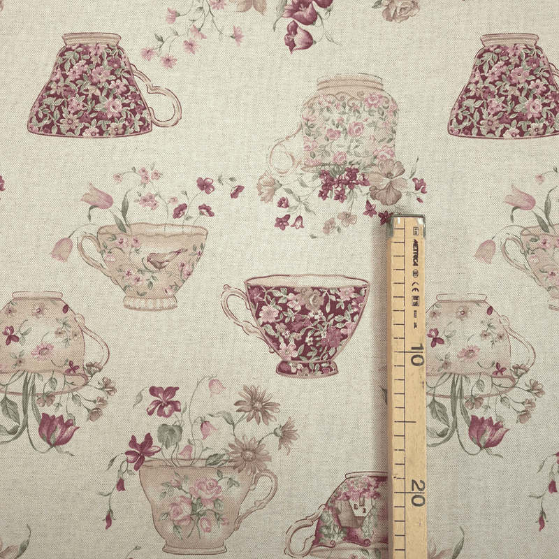 Rohbaumwolle H 280 cm - ROSA BLUMEN