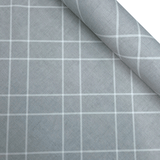 Tessuto no stiro H 150 cm - LINEE BIANCHE/GRIGIO SATURNO