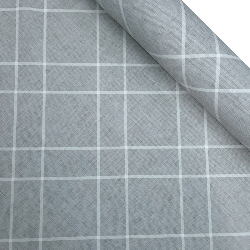 Tessuto no stiro H 150 cm - LINEE BIANCHE/GRIGIO SATURNO