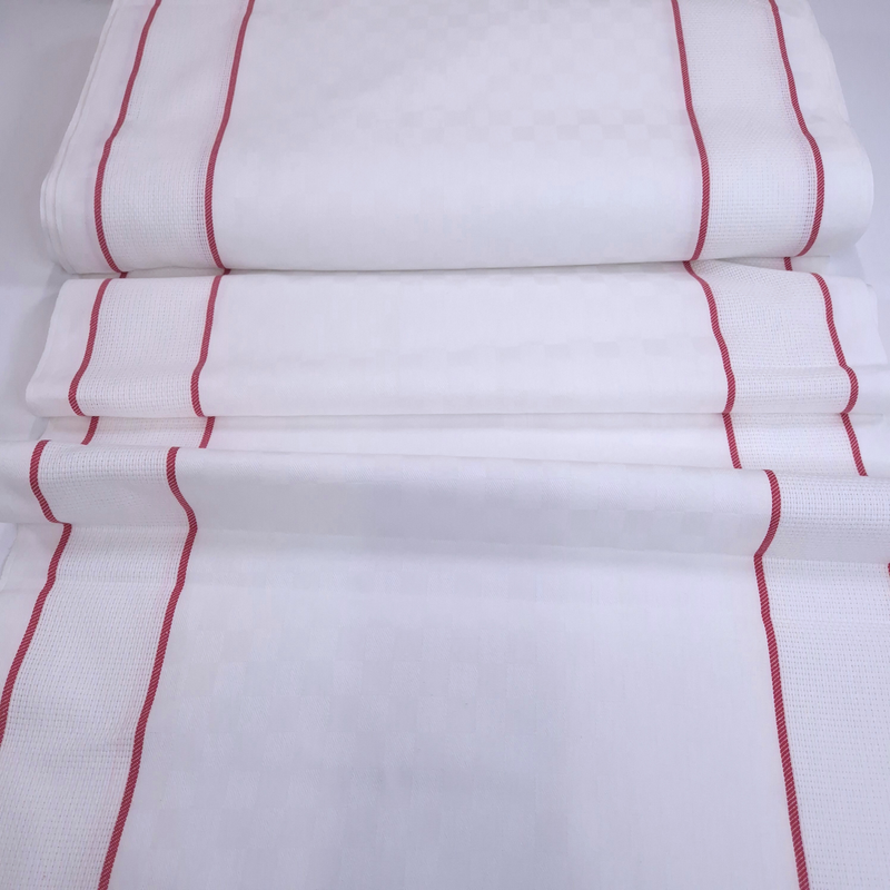 Tessuto per Asciugapiatti Doppio Bordo Aida H 60 cm - BIANCO RIGHETTA ROSSO
