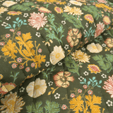 Trapuntato in tela di cotone double face H 140 cm - FIORI/VERDONE