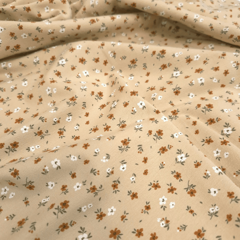 Jersey di Cotone H 150 cm - FIORELLINI/BEIGE