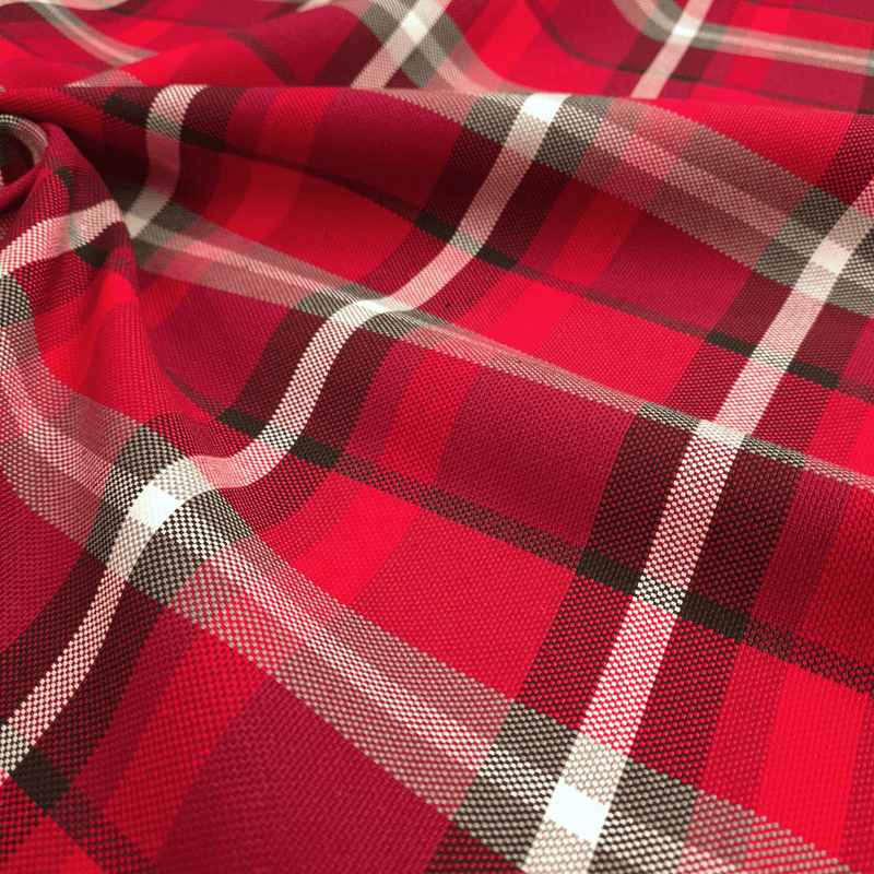 Tessuto Arredo M. Cotone H 280 cm - QUADRO ROSSO/GRIGIO