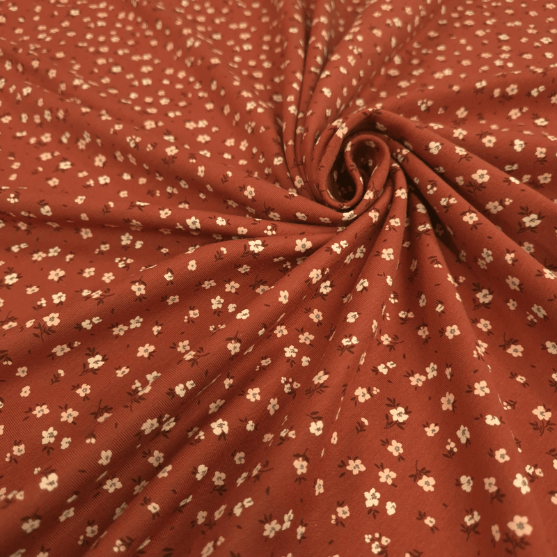 Jersey di Cotone H 150 cm - MINI FIORELLINI/BRUCIATO
