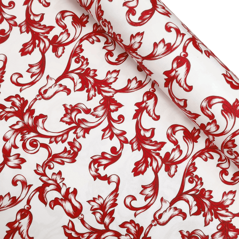 Cotone Fondo Panama H 150 cm - MOTIVO DAMASCATO ROSSO