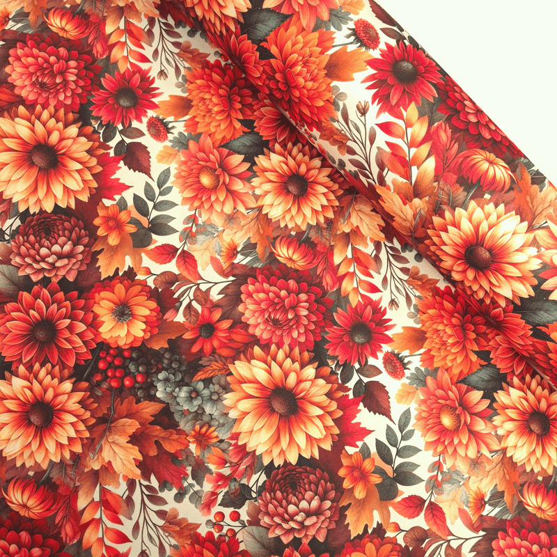 Cotone Fondo Panama Stampa Digitale H 280 cm - AUTUNNO FIORITO