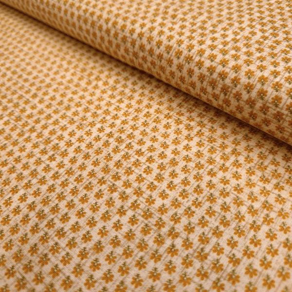 Cotone Americano H 110 cm - MINI FIORELLINI SENAPE