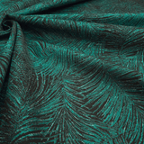 Tessuto Arredo Jacquard H 140 cm - FOLIAGE VERDE PETROLIO/NERO