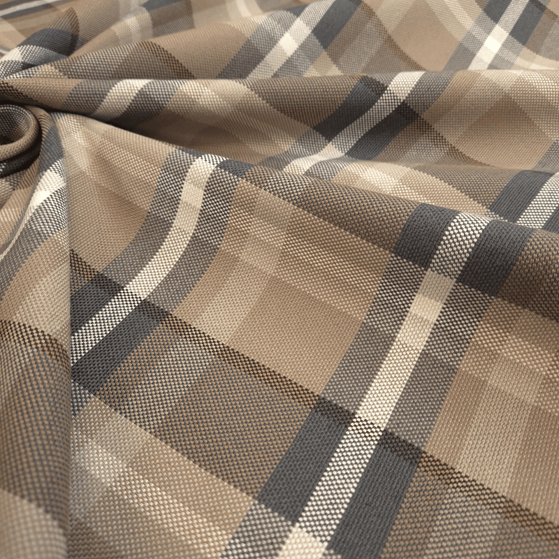 Tessuto Arredo M. Cotone H 280 cm - QUADRO BLU/TORTORA