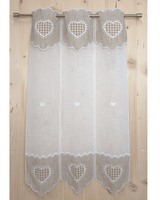 Tenda a vetro ricamata - CUORE BEIGE
