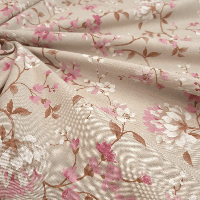 Rohbaumwolle H 280 cm - ROSA BLUMEN