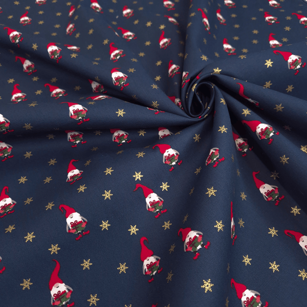 Cotone Natale H 140 cm - GNOMI E NEVE DORATA/BLU