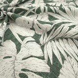 Tessuto Arredo Jacquard H 140 cm - FOGLIE FONDO VERDE