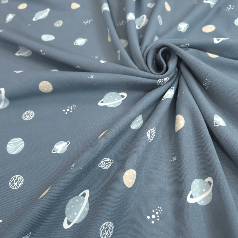 Jersey di Cotone H 150 cm - PIANETI/POLVERE SCURO