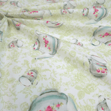 Tessuto Cotone H 150 cm - PORCELLANE/VERDE