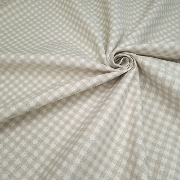 Misto Cotone fondo grezzo H 285 cm - QUADRETTO BEIGE TRAMA FITTA