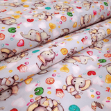 Tessuto Cotone Digital H 150 cm - DOLCI ELEFANTINI/GRIGIO