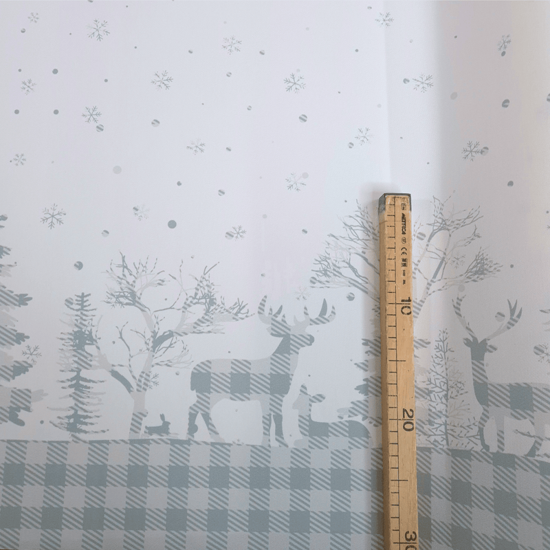 Tessuto no stiro H 150 cm - PAESAGGIO INVERNALE/SCOZZESE GRIGIO