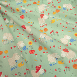 Tessuto Cotone H 140 cm - PECORELLE/MENTA CHIARO