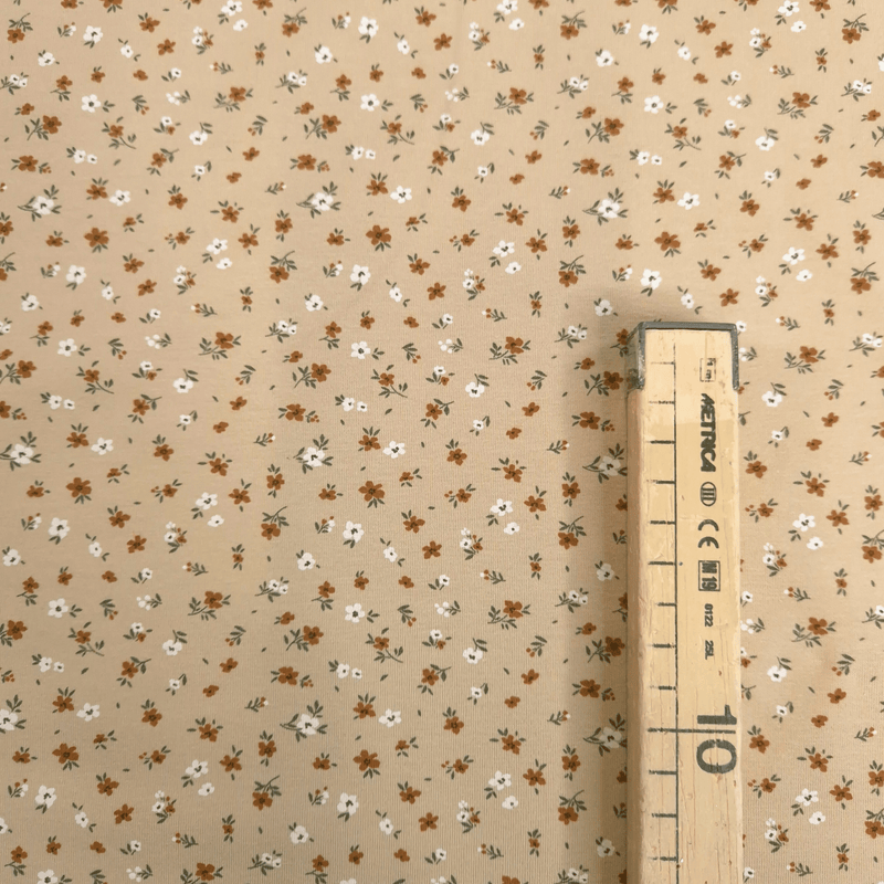 Jersey di Cotone H 150 cm - FIORELLINI/BEIGE