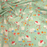 Tessuto Cotone H 140 cm - PECORELLE/MENTA CHIARO
