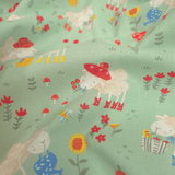 Tessuto Cotone H 140 cm - PECORELLE/MENTA CHIARO