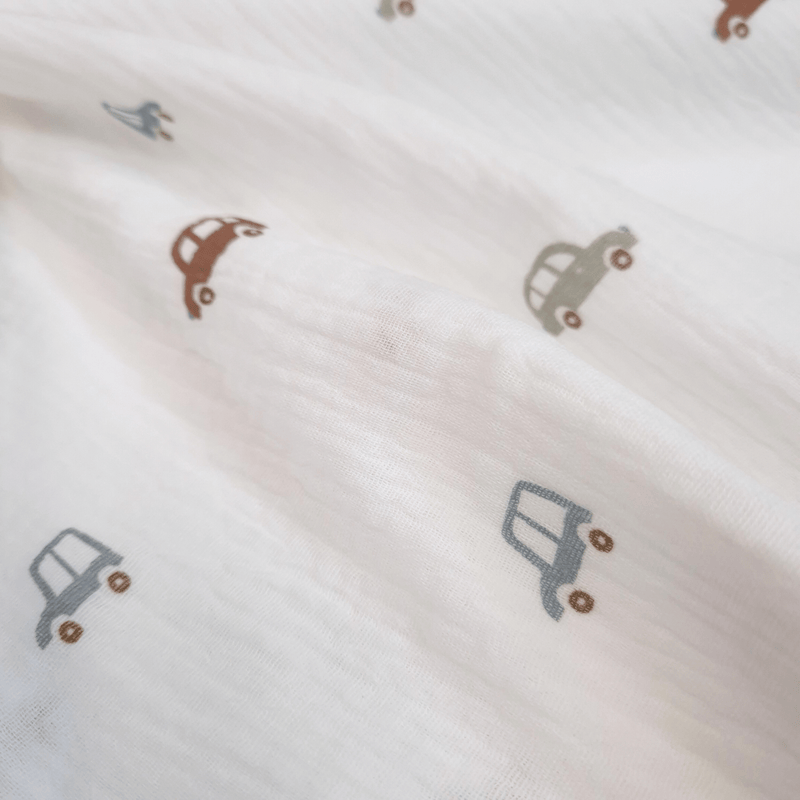 Mussola di Cotone Doppia Garza H 140 cm - MACCHININE/LATTE