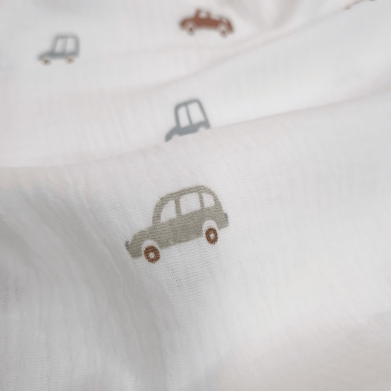 Mussola di Cotone Doppia Garza H 140 cm - MACCHININE/LATTE