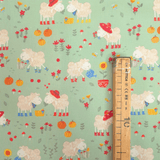 Tessuto Cotone H 140 cm - PECORELLE/MENTA CHIARO