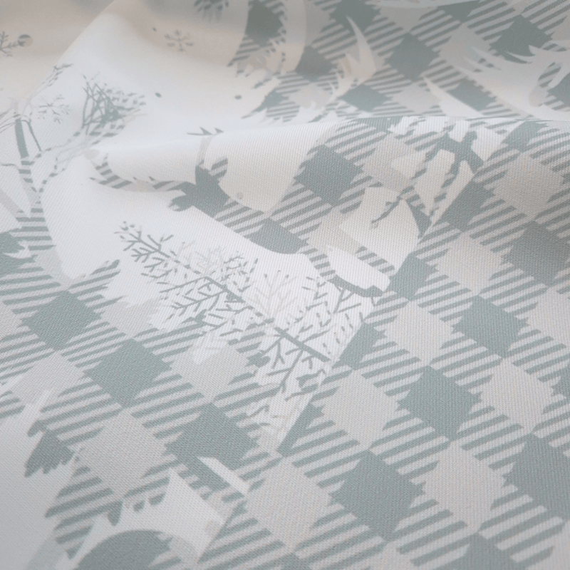 Tessuto no stiro H 150 cm - PAESAGGIO INVERNALE/SCOZZESE GRIGIO