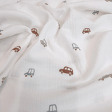 Mussola di Cotone Doppia Garza H 140 cm - MACCHININE/LATTE