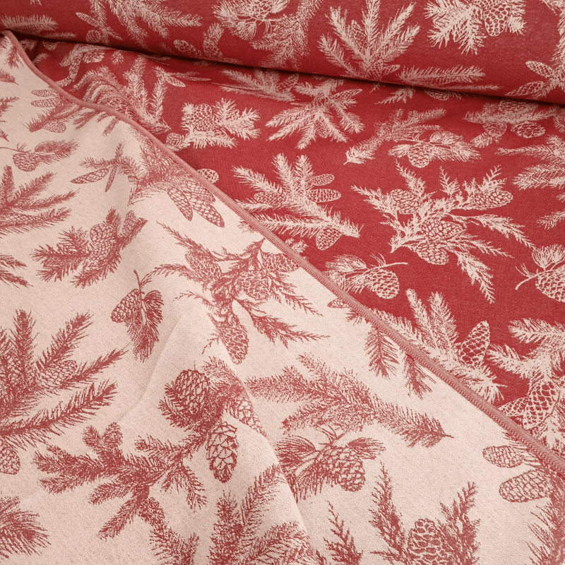 Tovagliato Fiandra di Cotone H 180 cm - PIGNE BORDEAUX