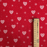 Cotone Americano H 110 cm - CUORICINI E FIOCCHI DI NEVE/ROSSO