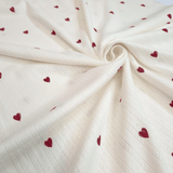 Maglina Pointelle H 140 cm - CUORI ROSSI/LATTE