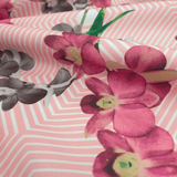 Cotone Fondo Panama Digital H 280 cm - ORCHIDEE/GEOMETRICO ROSA