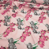 Cotone Fondo Panama Digital H 280 cm - ORCHIDEE/GEOMETRICO ROSA